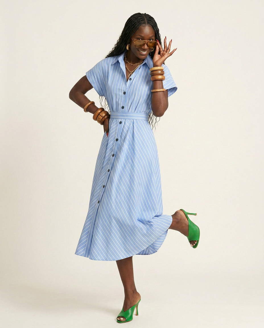 Free Spirit Striped Button Maxi Dress