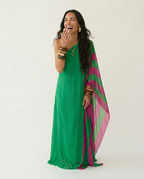 Vibrant Color Block One Shoulder Maxi Dress