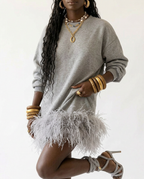 Audacious Feather Trim Sweatshirt