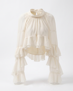 Radiant Mesh Lace Flare Blouse