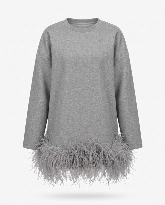 Audacious Feather Trim Sweatshirt Hover Image