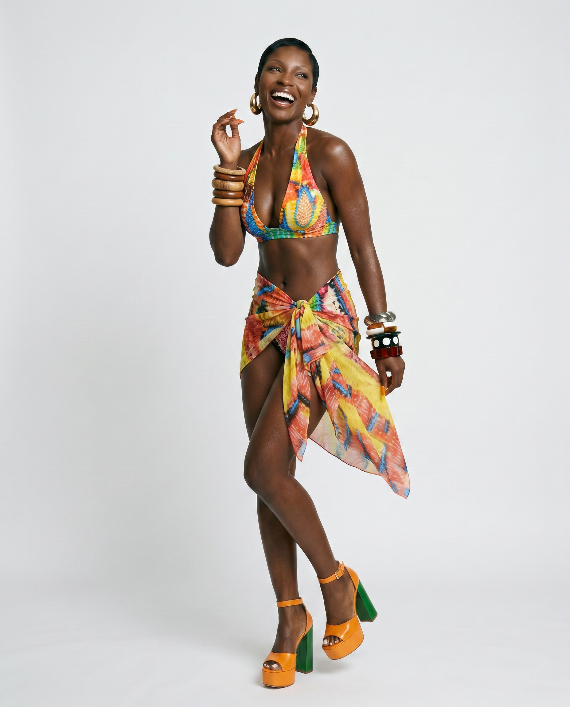Vibrant Printed Tie-Front Bikini Set