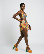 Vibrant Printed Tie-Front Bikini Set