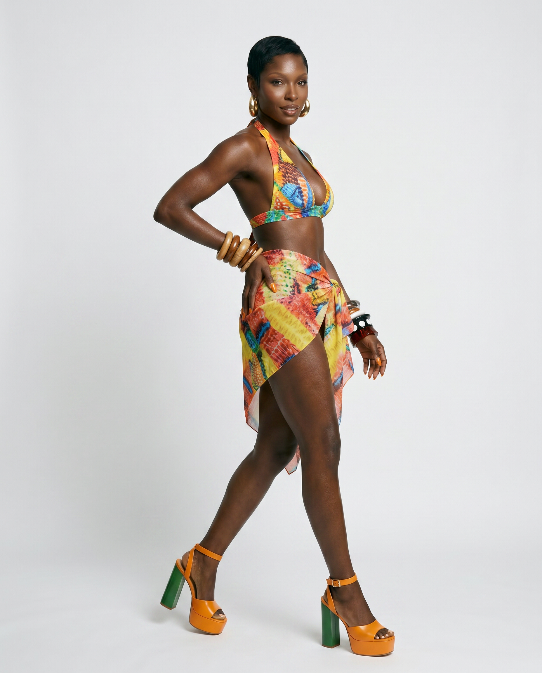 Vibrant Printed Tie-Front Bikini Set