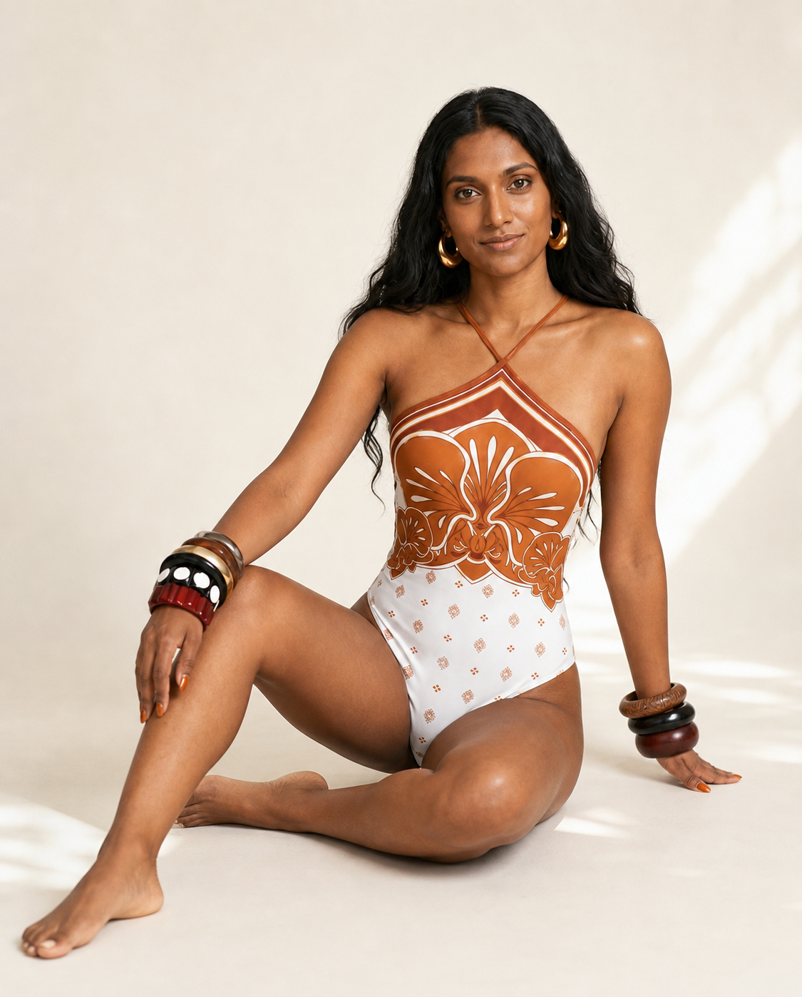 Audacious Floral Halter One-Piece Swimsuit