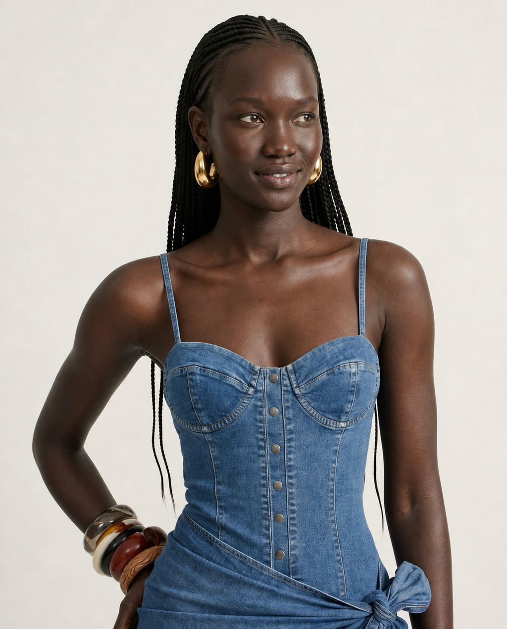Daring Denim Bandeau Bikini Set