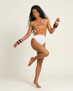 Audacious Floral Halter One-Piece Swimsuit