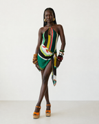 Audacious Multi-Stripe Halter Swimsuit