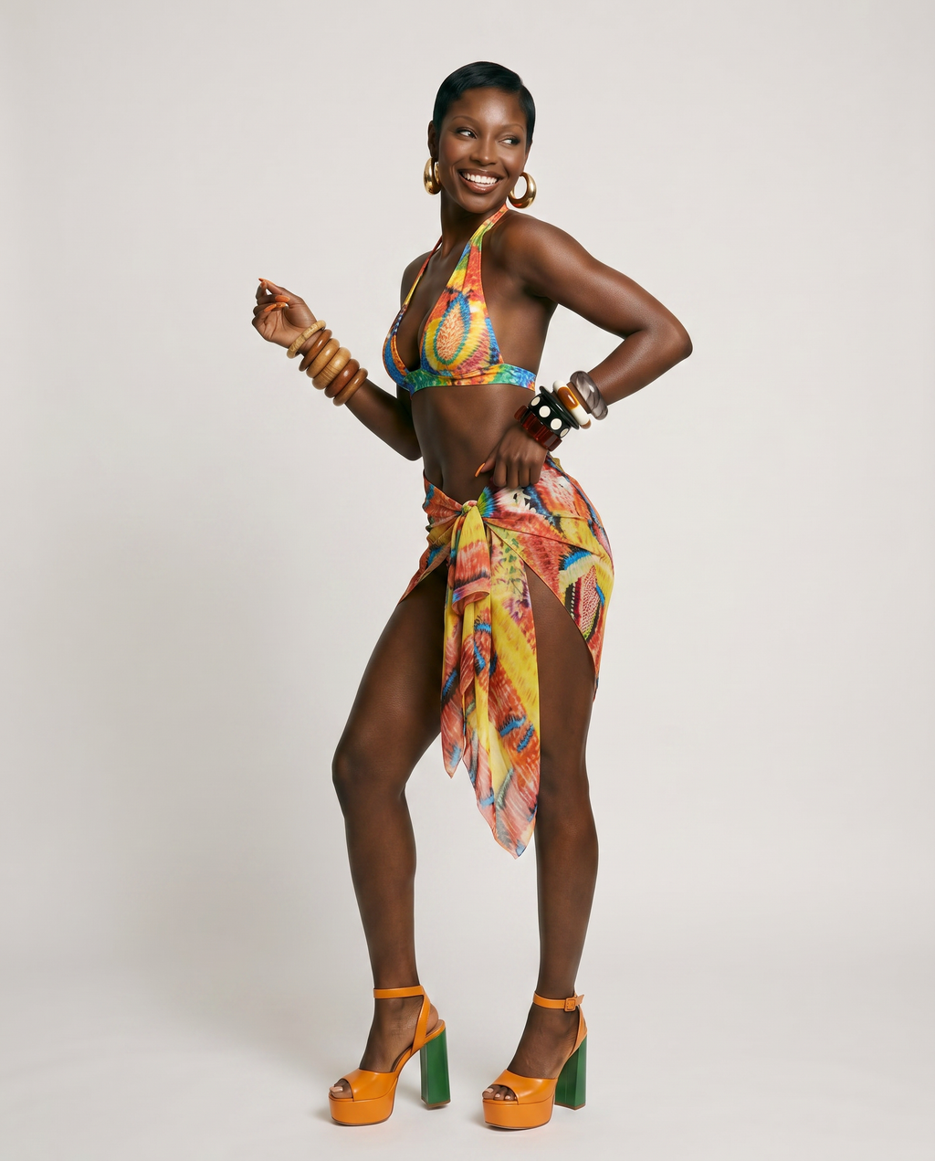 Vibrant Printed Tie-Front Bikini Set
