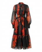 Magnetic Printed Colorblock Maxi Dress