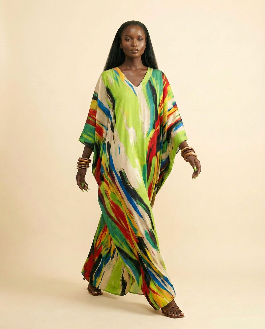 [Pre Order] Amuko Adire Kaftan: Luxurious Multicolored Bubu Gown