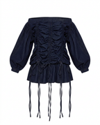 Brave Ruched Denim Mini Dress