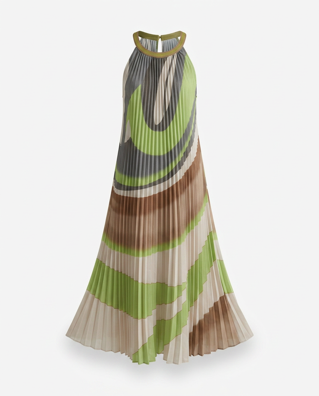 Boundless Pleated Halter Maxi Dress Hover Image