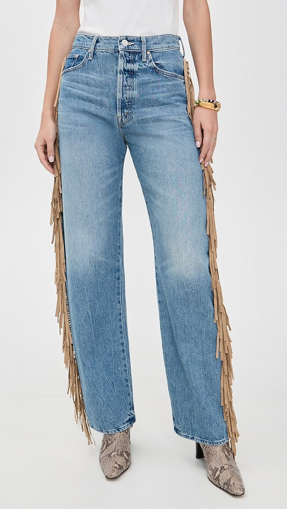 Fringe Half Pipe Button Sneak Jeans