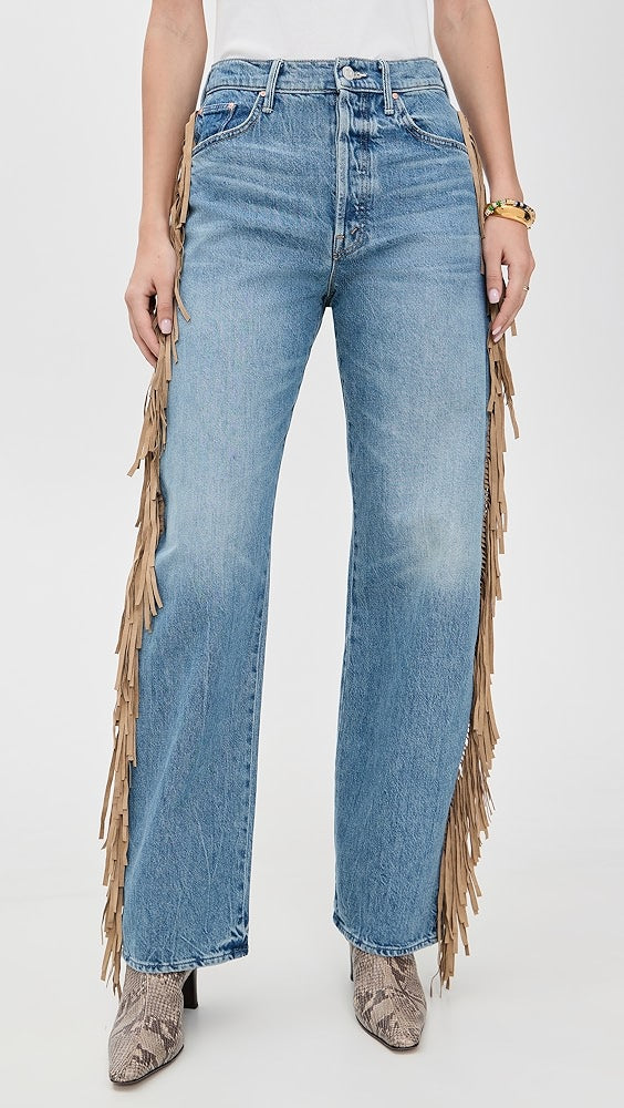 Fringe Half Pipe Button Sneak Jeans