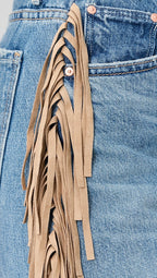 Fringe Half Pipe Button Sneak Jeans