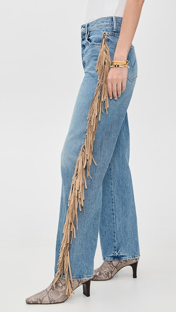 Fringe Half Pipe Button Sneak Jeans