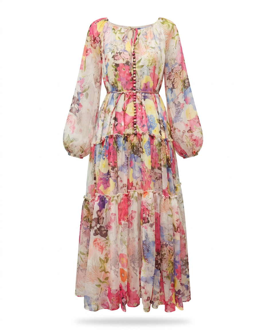 Wanderlust Chiffon Tiered Maxi Dress