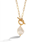Graceful Gold-Plated Pearl Pendant Necklace