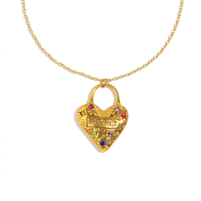 Cherished Gold Zircon Heart Necklace Hover Image