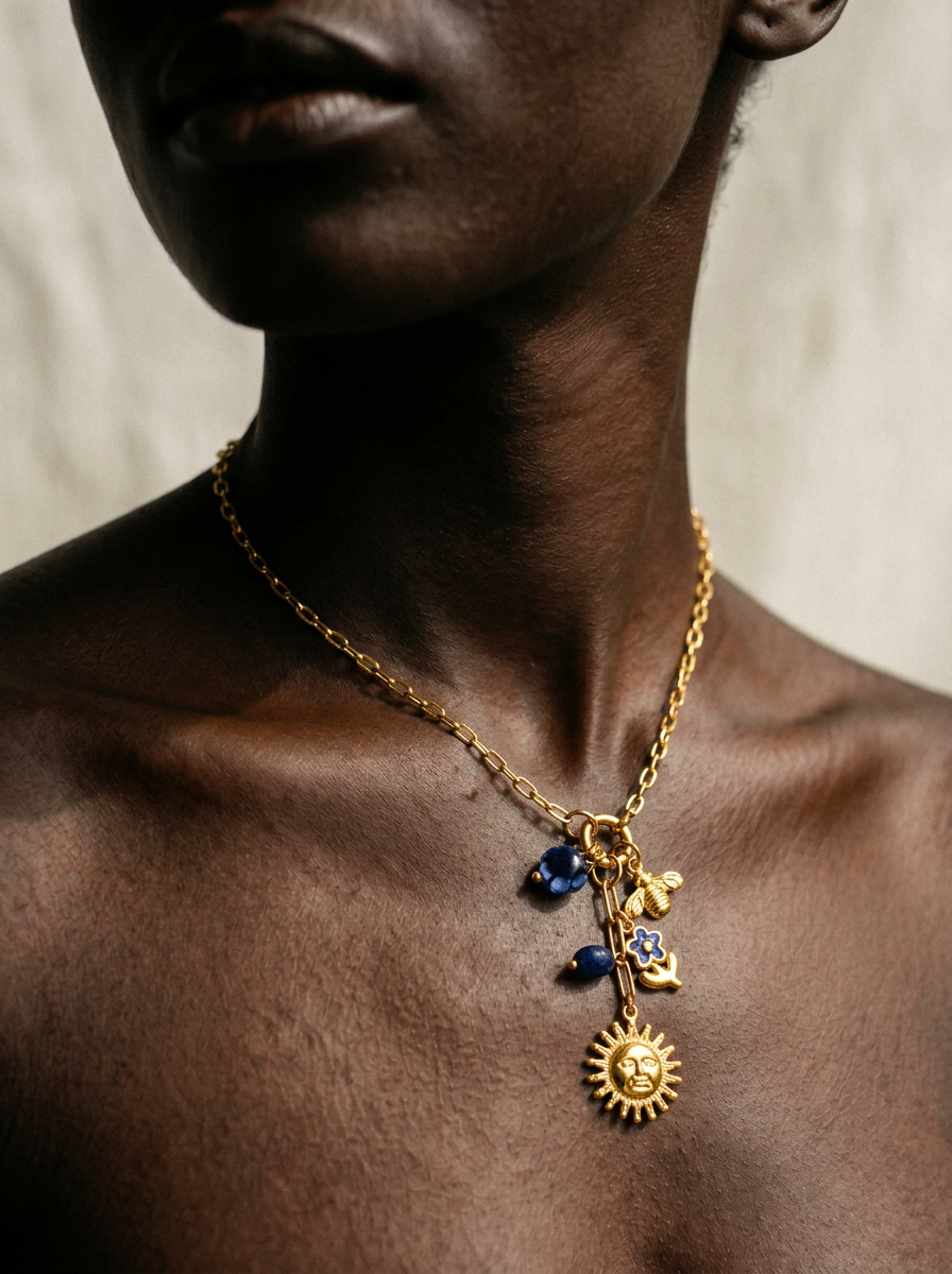 Divine Gold Sun Charm Necklace