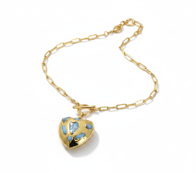 Worthy Gold Larimar Heart Drop Earrings Hover Image