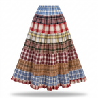 Wanderlust Plaid Patchwork Maxi Skirt