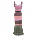 Vibrant Knitted Geometric Maxi Dress