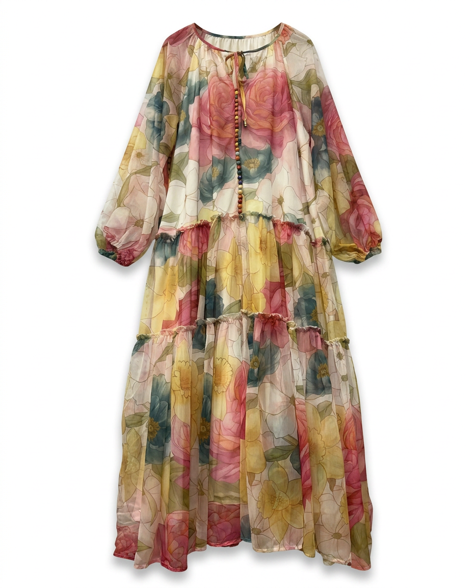 Wanderlust Chiffon Tiered Maxi Dress