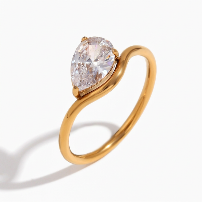 Radiant Gold Cubic Zirconia Ring Hover Image