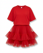 Radiant Mesh Ruffle Mini Dress