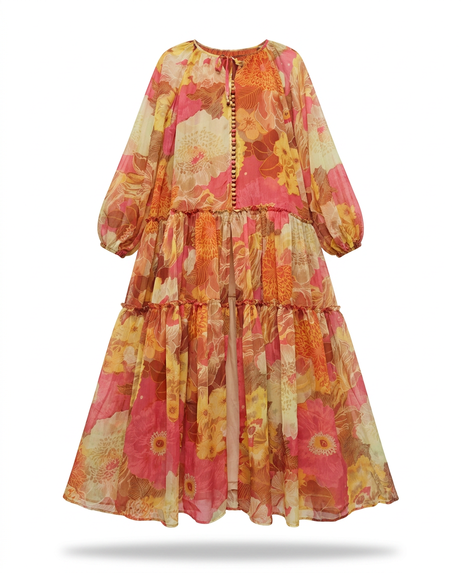 Wanderlust Chiffon Tiered Maxi Dress