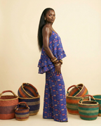 Ikuchi Ankara Faux Silk Tiered Camisole & Wide-Leg Trouser Set