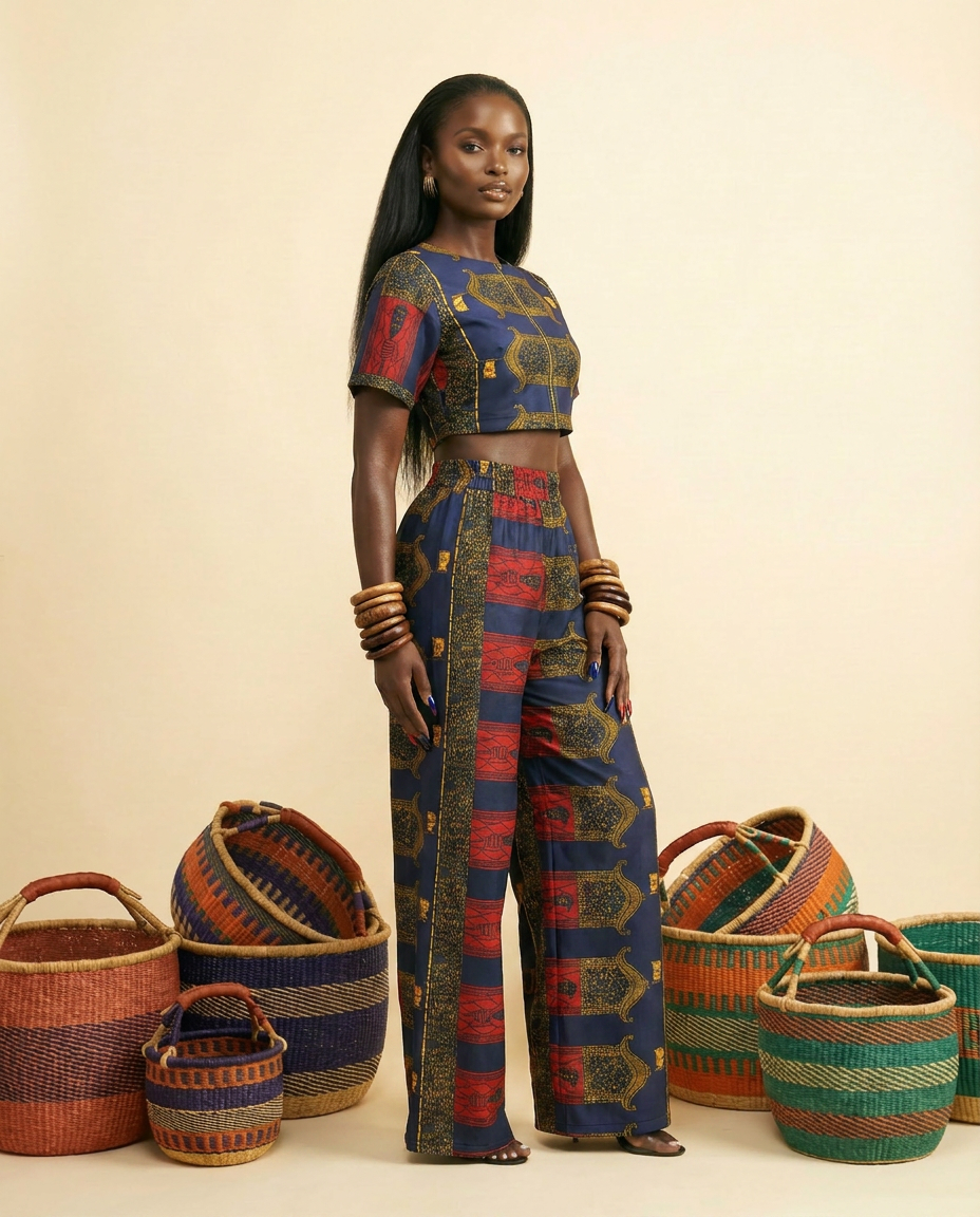 Ndemgbu Ankara Cotton Relaxed Palazzo Set - Elevated Comfort