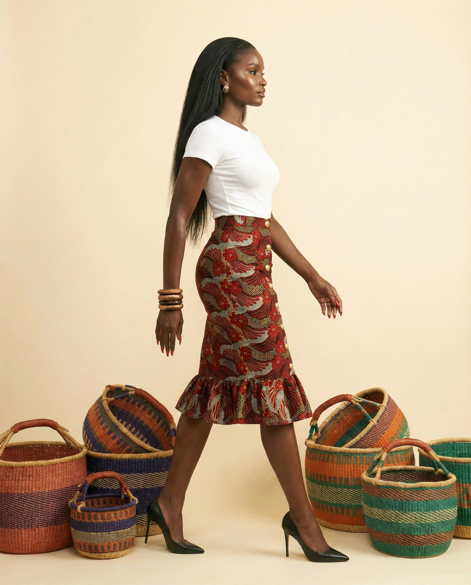 Ilela Ankara Cotton Skirt - Elegant & Chic