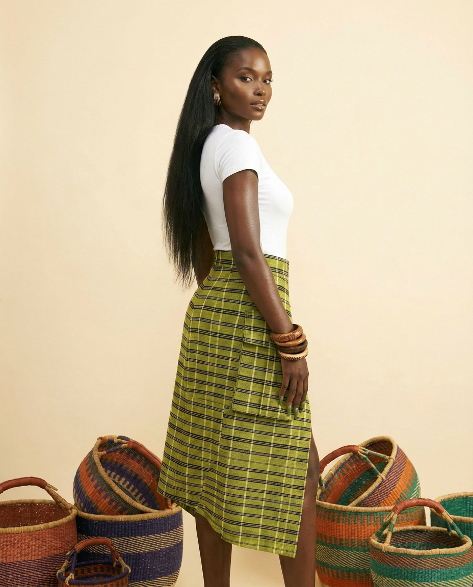 Nkata Aso oke Skirt - Front & Back Detail