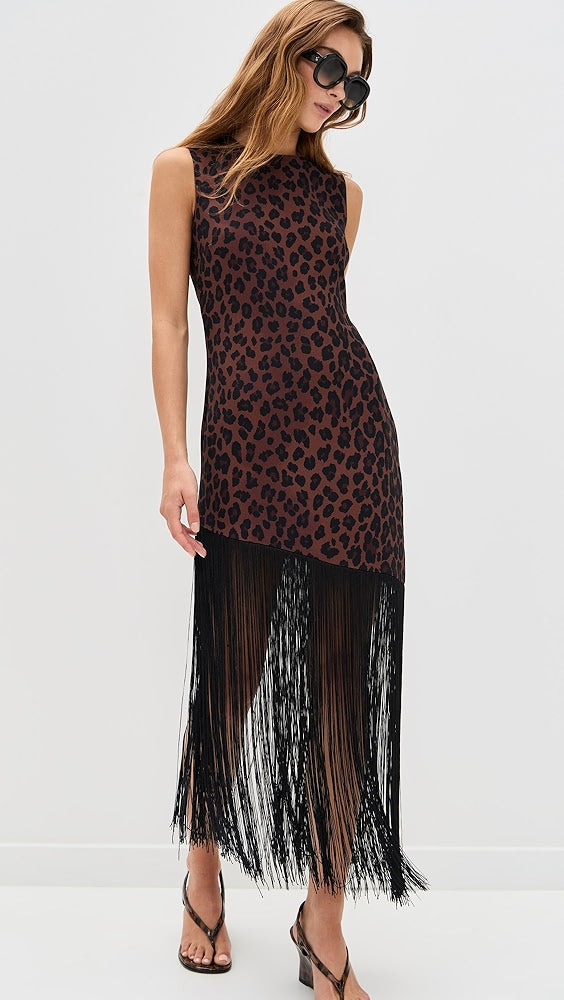 Casablanca Crepe Fringe Dress