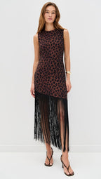 Casablanca Crepe Fringe Dress