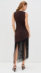 Casablanca Crepe Fringe Dress