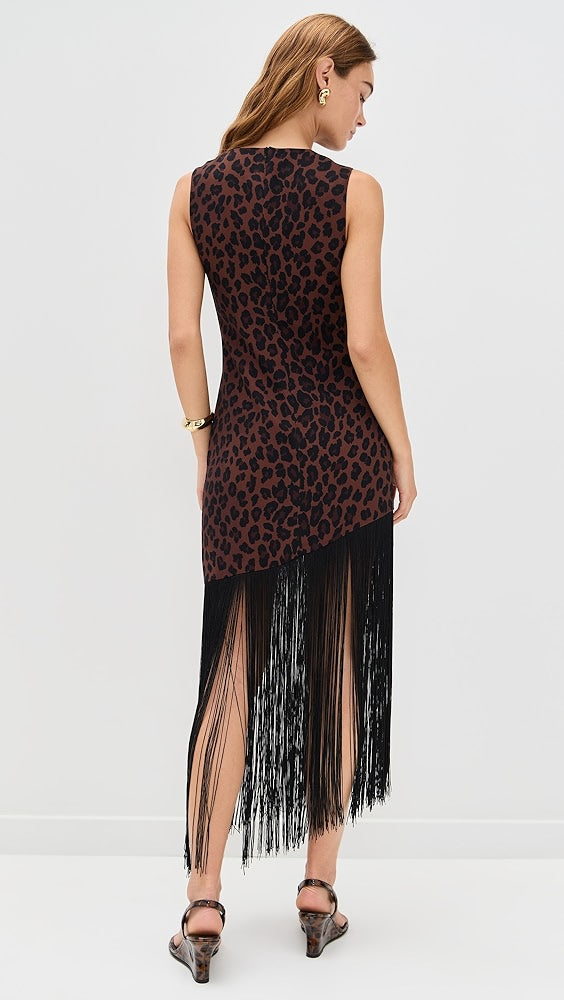 Casablanca Crepe Fringe Dress