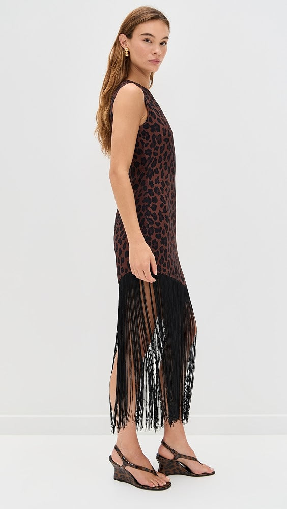 Casablanca Crepe Fringe Dress