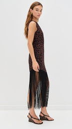 Casablanca Crepe Fringe Dress