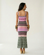 Vibrant Knitted Geometric Maxi Dress