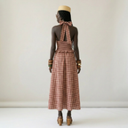 Sovereign Check Halter Maxi Dress