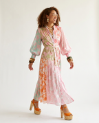 Vibrant Printed Pleated Maxi Dress
