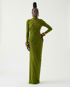 Majestic Draped Long Sleeve Maxi Dress
