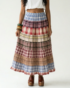 Wanderlust Plaid Patchwork Maxi Skirt