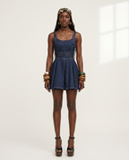 Daring Denim Flared Mini Dress