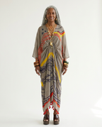 Wanderlust Graffiti Print Tassel Kaftan