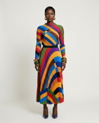 Vibrant Pleated Striped Two-Piece Set